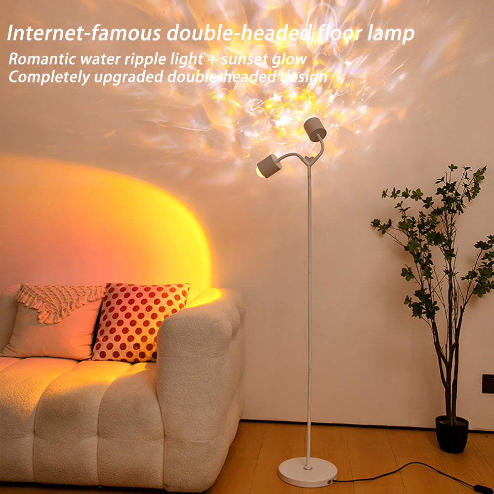 Double Head Heart-shaped Floor Lamp, Live Special Water Ripple Background Ambient Light