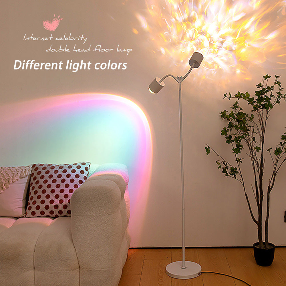 Double Head Heart-shaped Floor Lamp, Live Special Water Ripple Background Ambient Light