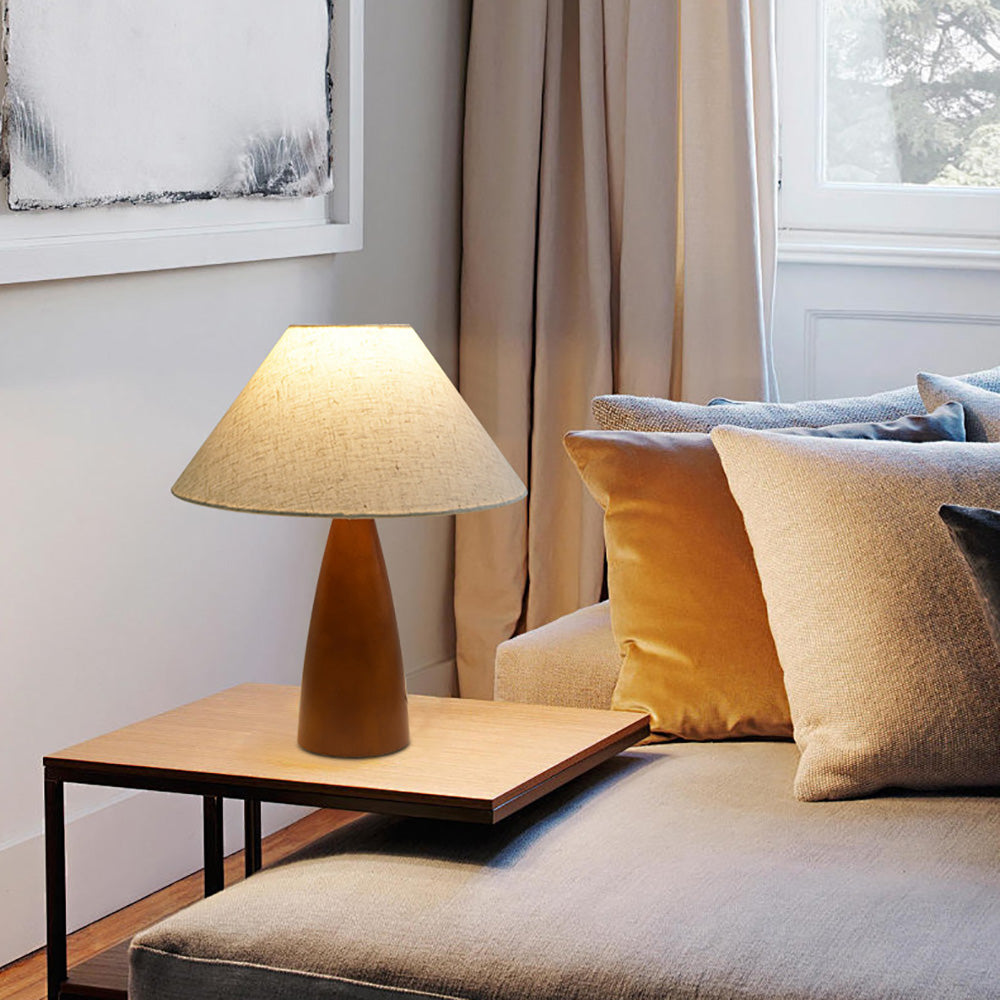 LED Solid Wood Bedroom Table Lamp, Advanced Retro Style Living Room Decorative Lamp