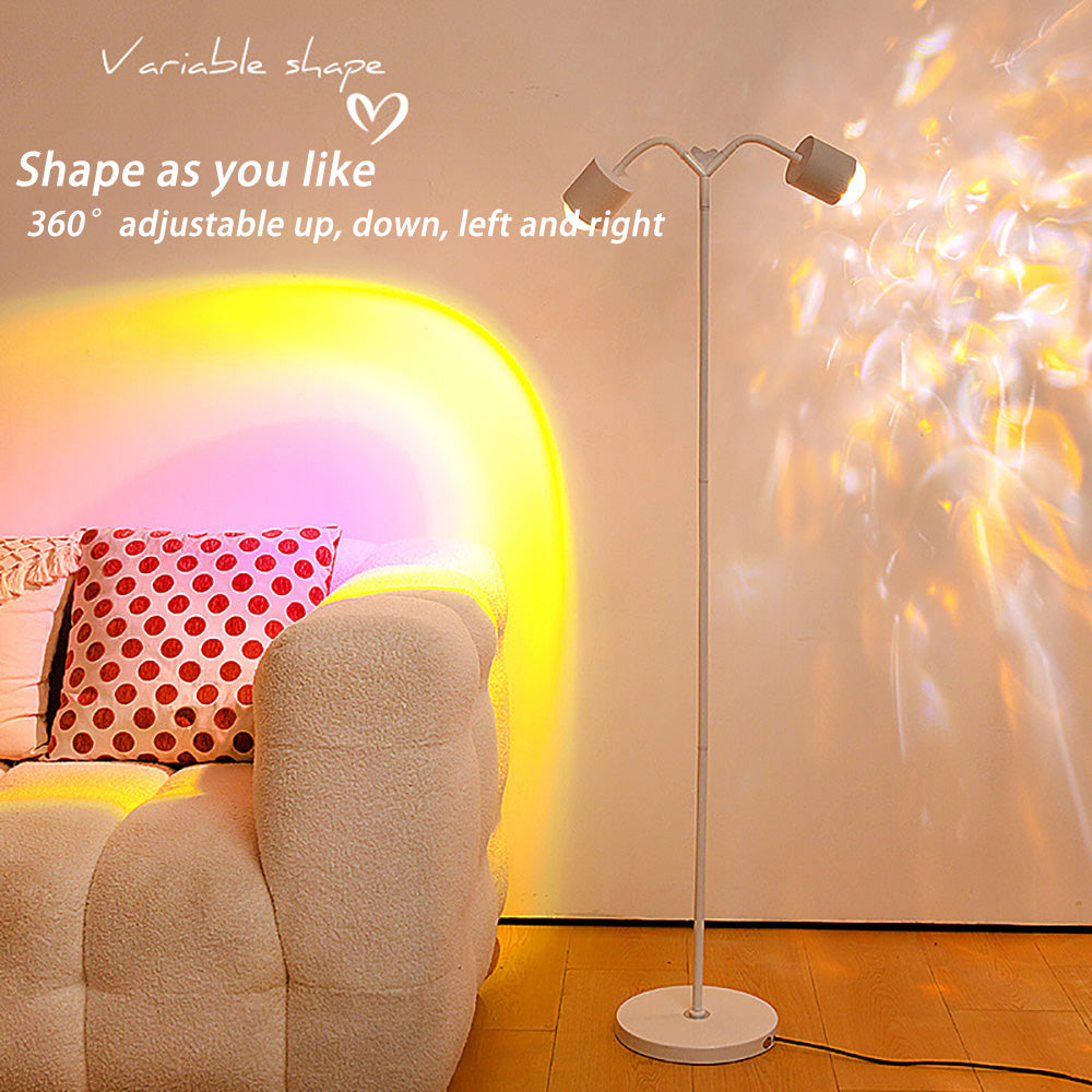 Double Head Heart-shaped Floor Lamp, Live Special Water Ripple Background Ambient Light