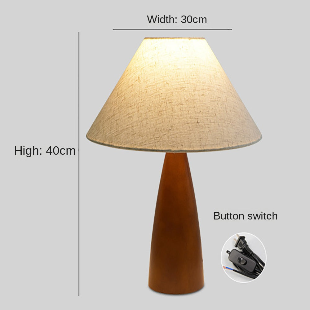 LED Solid Wood Bedroom Table Lamp, Advanced Retro Style Living Room Decorative Lamp