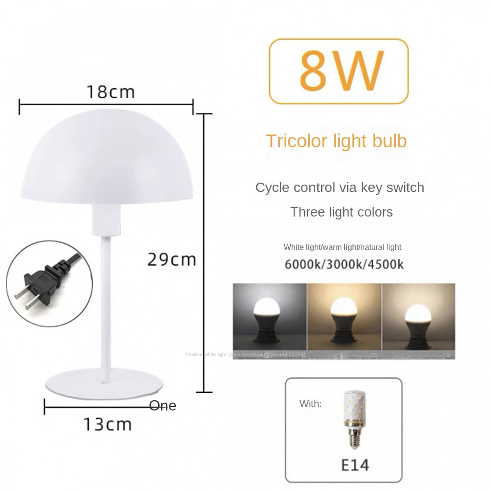 Dorm Room LED Eye-care Desk Lamp, Bedroom Bedside Mushroom Type Reading Light