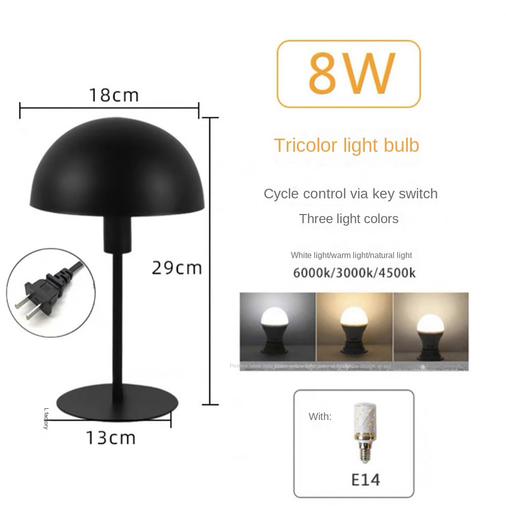 Dorm Room LED Eye-care Desk Lamp, Bedroom Bedside Mushroom Type Reading Light