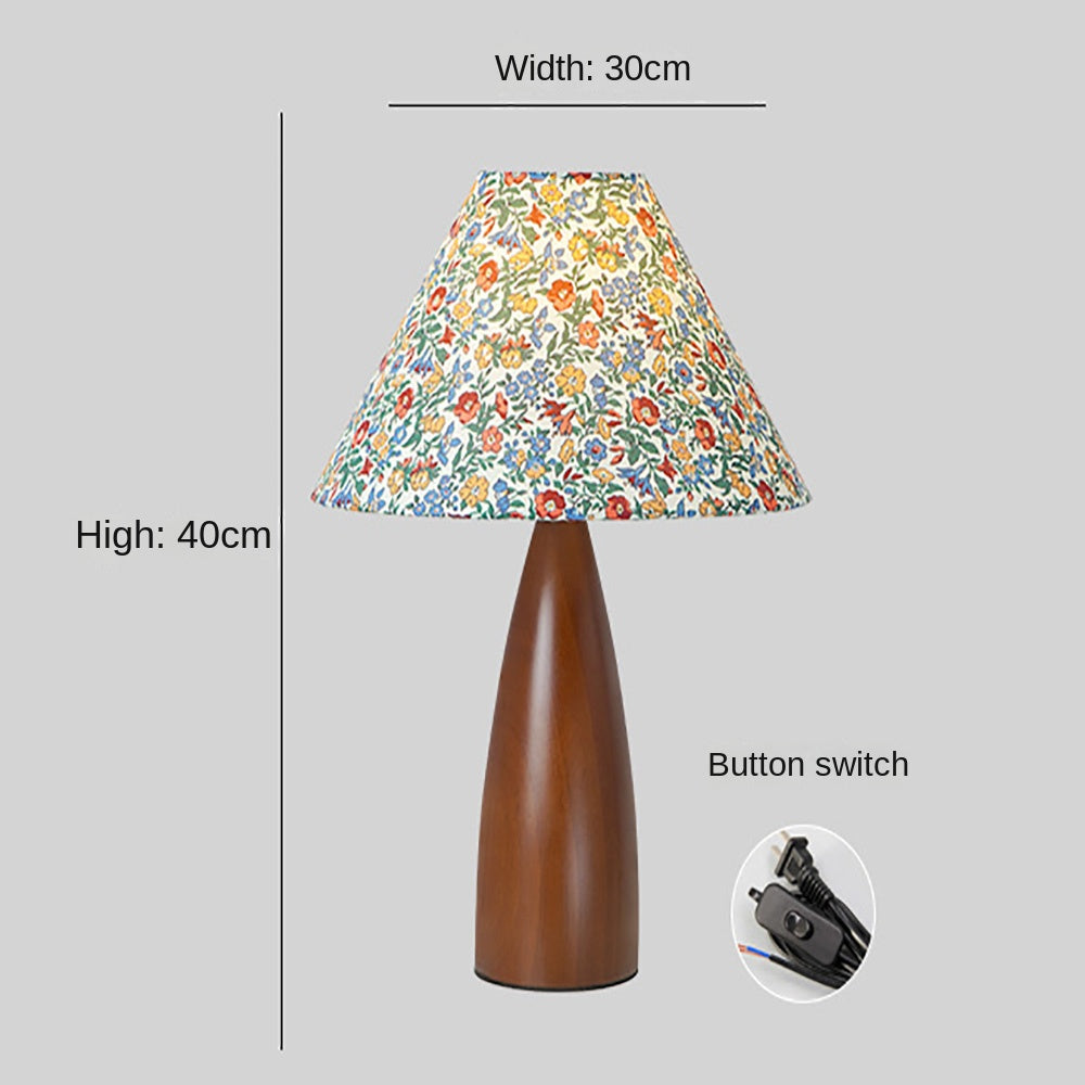 LED Solid Wood Bedroom Table Lamp, Advanced Retro Style Living Room Decorative Lamp