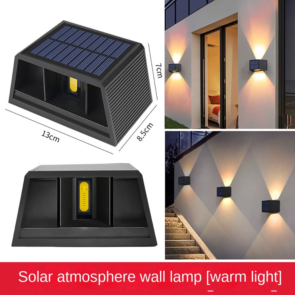Outdoor solar wall light, garden waterproof fence decorative wall wash light