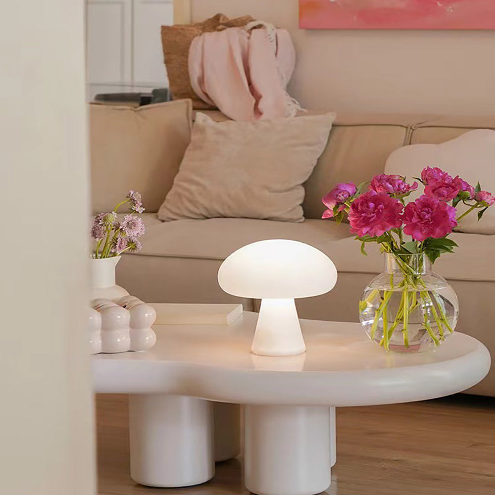 Mushroom Type LED Table Lamp, Dimmable Rechargeable Bedroom Bedside Ambient Light