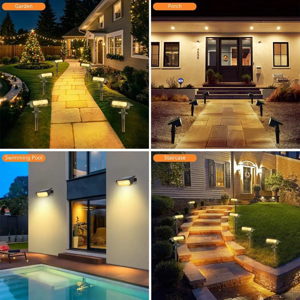 IP65 Waterproof Solar Spotlight, Outdoor Dimmable Garden Ground Plug Light