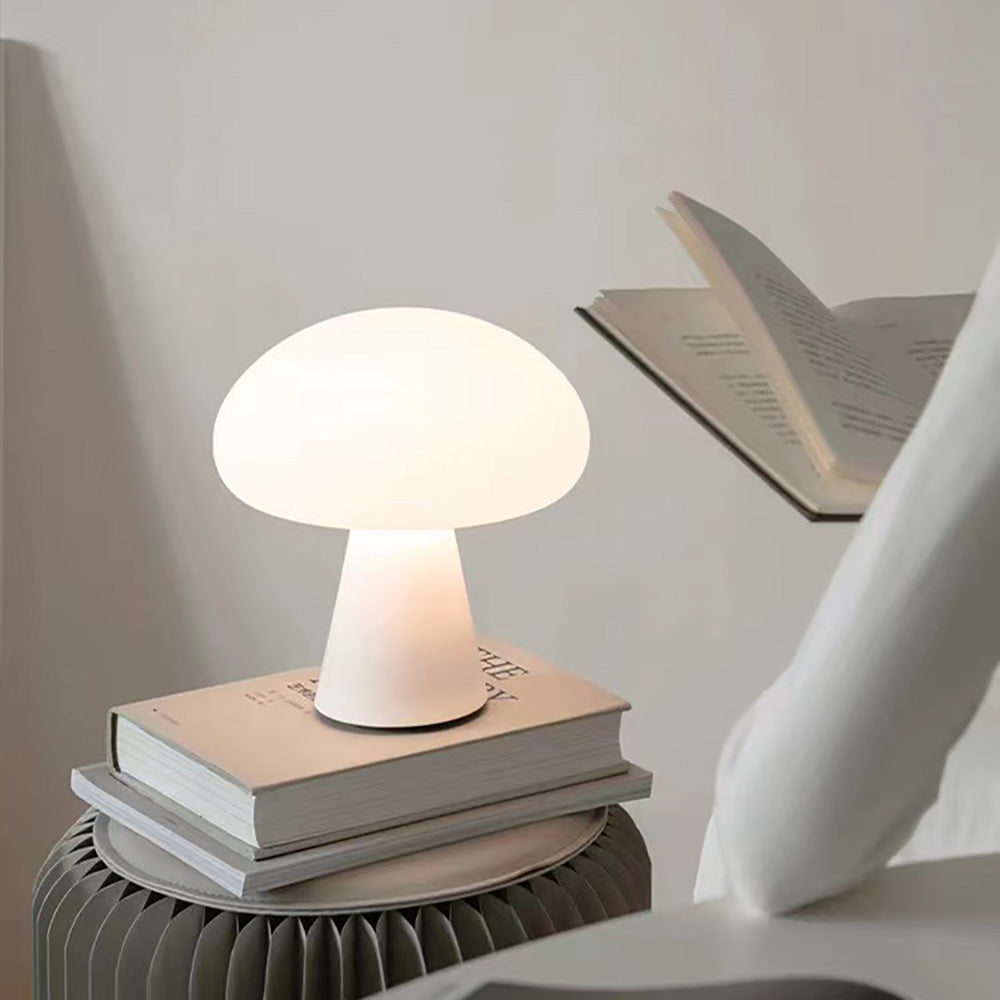 Mushroom Type LED Table Lamp, Dimmable Rechargeable Bedroom Bedside Ambient Light