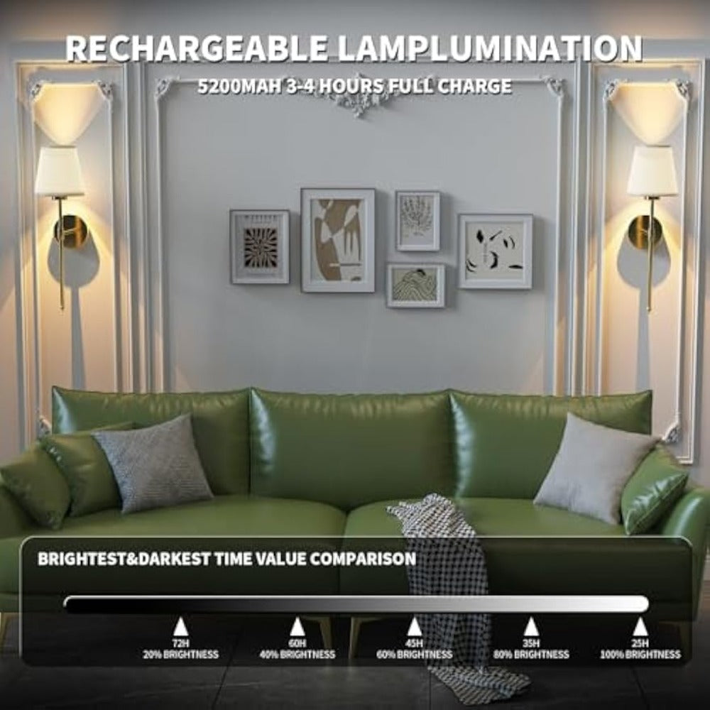 LED Bedroom Bedside Ambiance Wall Sconce, Wiring Free Decorative Lighting For Living Room