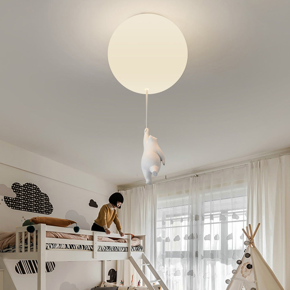 Children's room bear ceiling light, three colors intelligent dimming bedroom living room chandelier