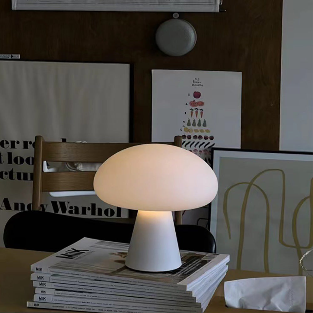 Mushroom Type LED Table Lamp, Dimmable Rechargeable Bedroom Bedside Ambient Light