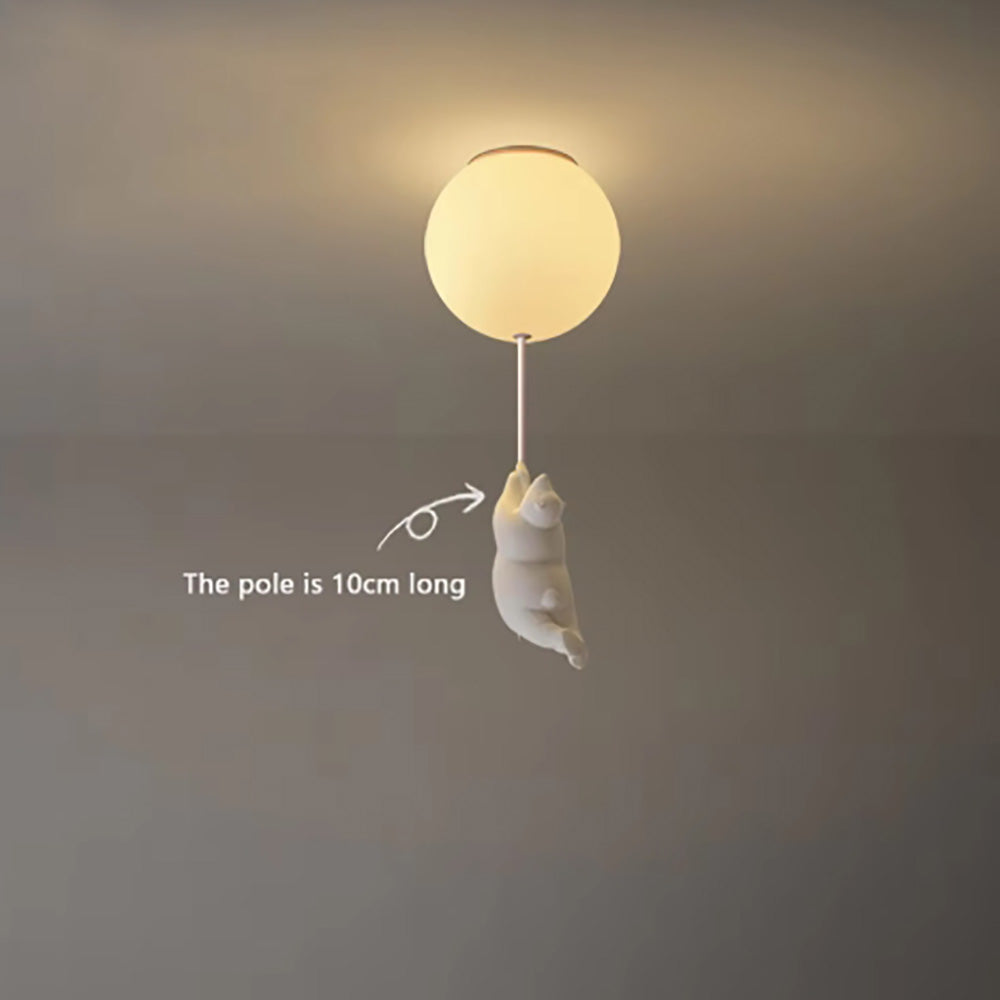 Children's room bear ceiling light, three colors intelligent dimming bedroom living room chandelier