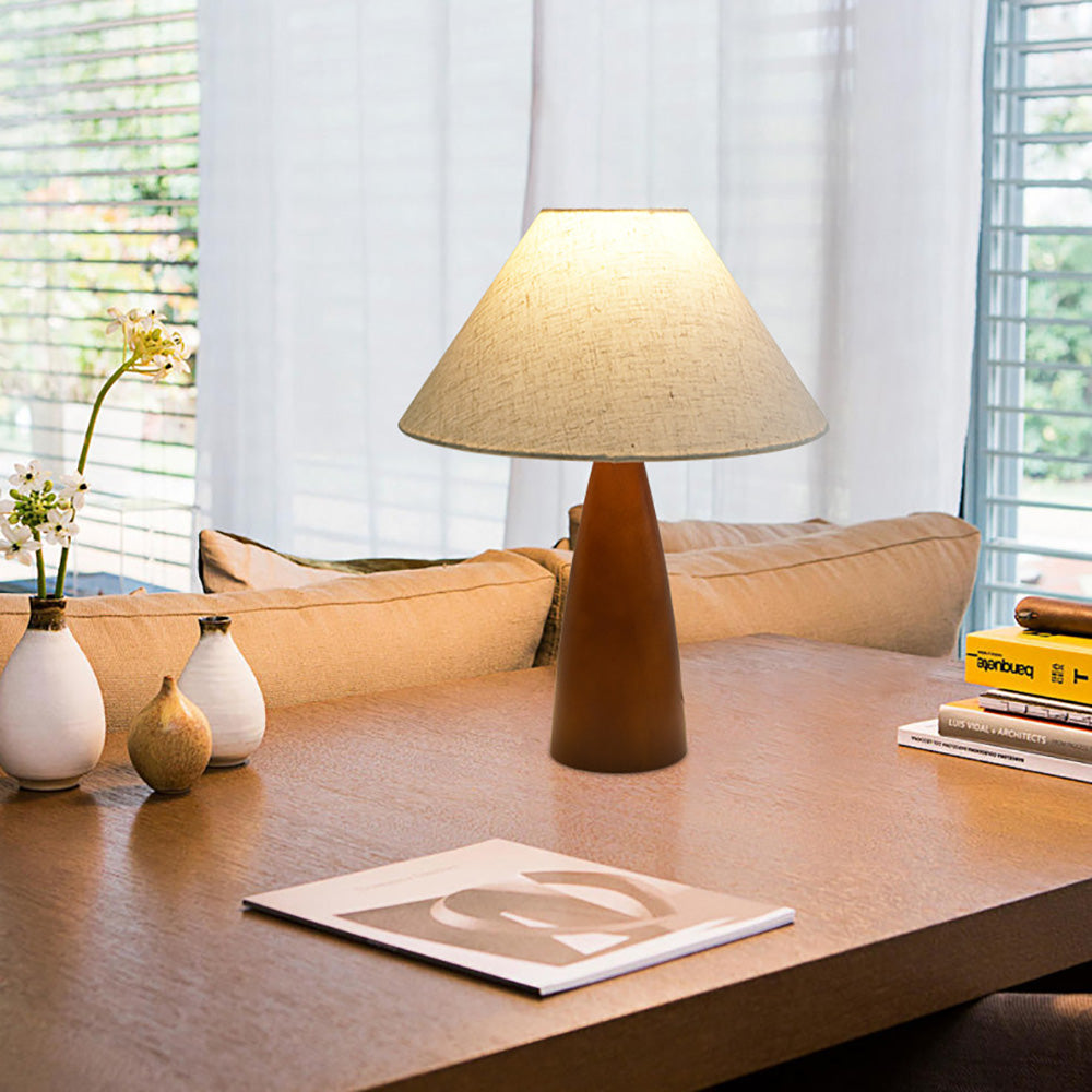 LED Solid Wood Bedroom Table Lamp, Advanced Retro Style Living Room Decorative Lamp
