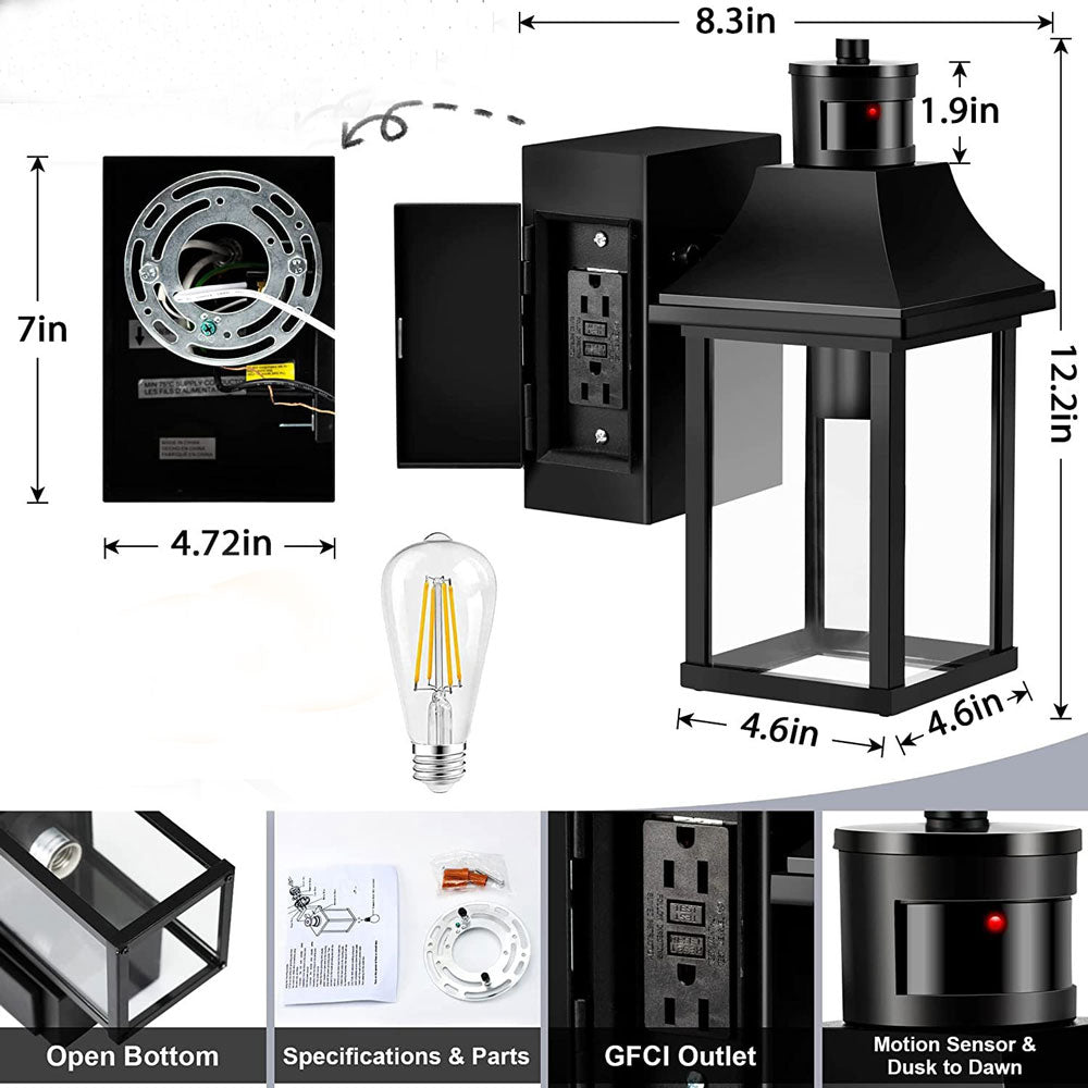 American-style outdoor porch fence lawn villa passageway corridor human sensor built-in socket wall lamp