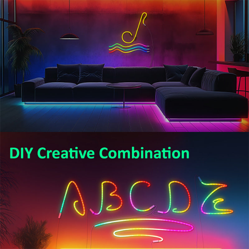 LED Neon Lights,RGB Silicone Flex Lights,Bluetooth Pickup Usb Gaming DIY Decoration Ambient Lights