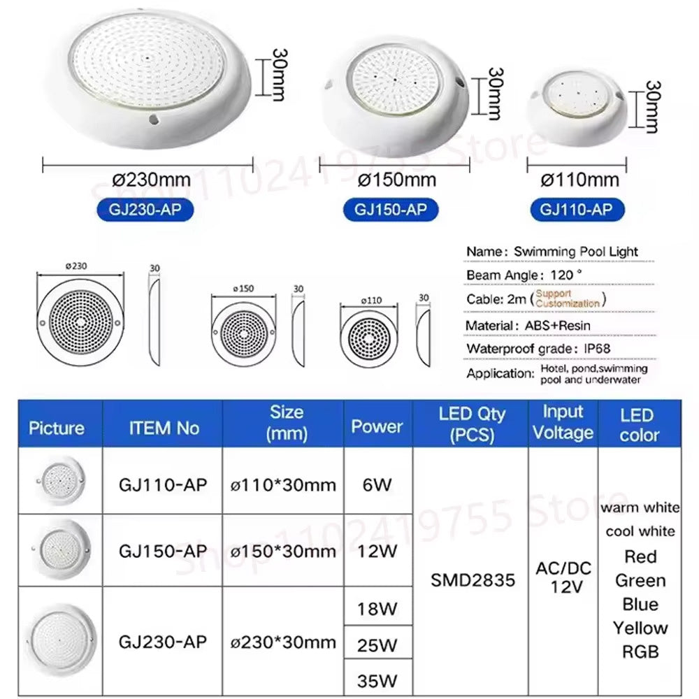 IP65 Outdoor Waterproof Underwater Lights, Pool Party Atmosphere Sense Decoration Lights