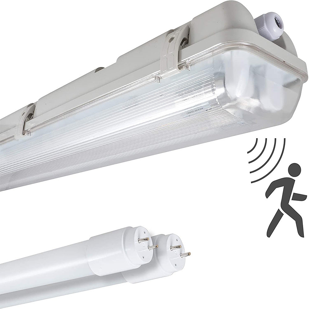 IP65 Waterproof Tri-Proof Lights, Emergency Underground Garage Lights, 4ft Radar Sensing LED Slat Lights
