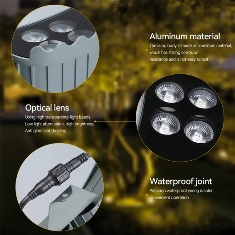 LED outdoor lamp, tree illuminating spotlight, waterproof landscape light. 12W, IP65 waterproof, AC85-265V, 1pcs.
