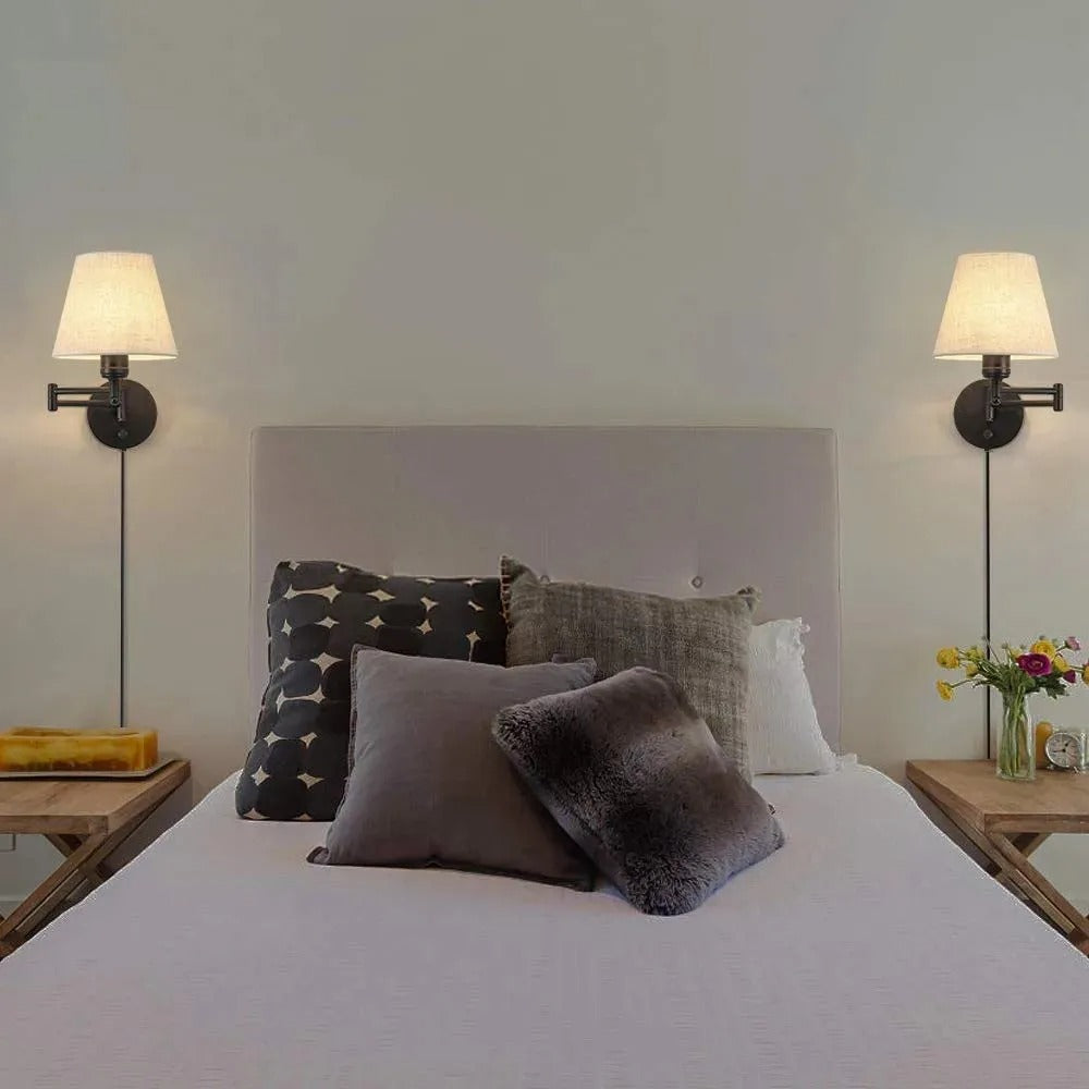 LED Indoor Folding Wall Lamp, Bedroom Bedside Plug Lights