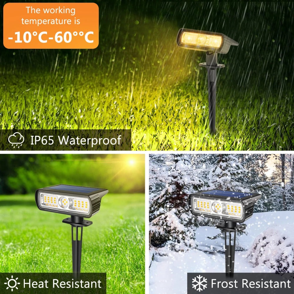IP65 Waterproof Solar Spotlight, Outdoor Dimmable Garden Ground Plug Light