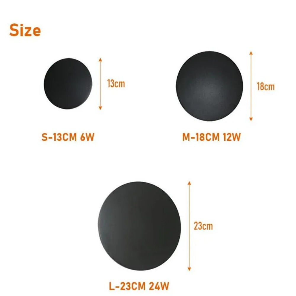 LED Outdoor Round Wall Light, IP65 Garden, Balcony Decorative Lighting