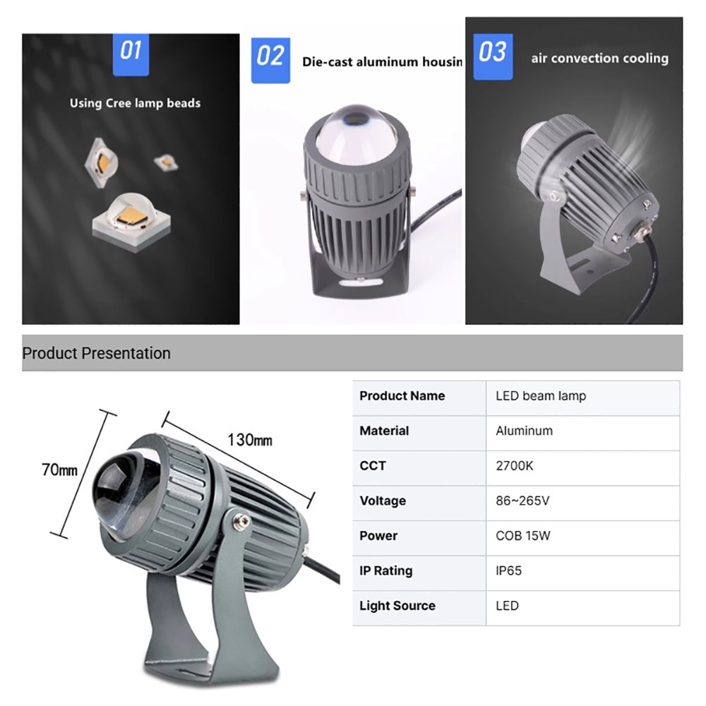 IP65 Outdoor Waterproof Spotlight, Park LED Landscape Lighting Ambient Lighting