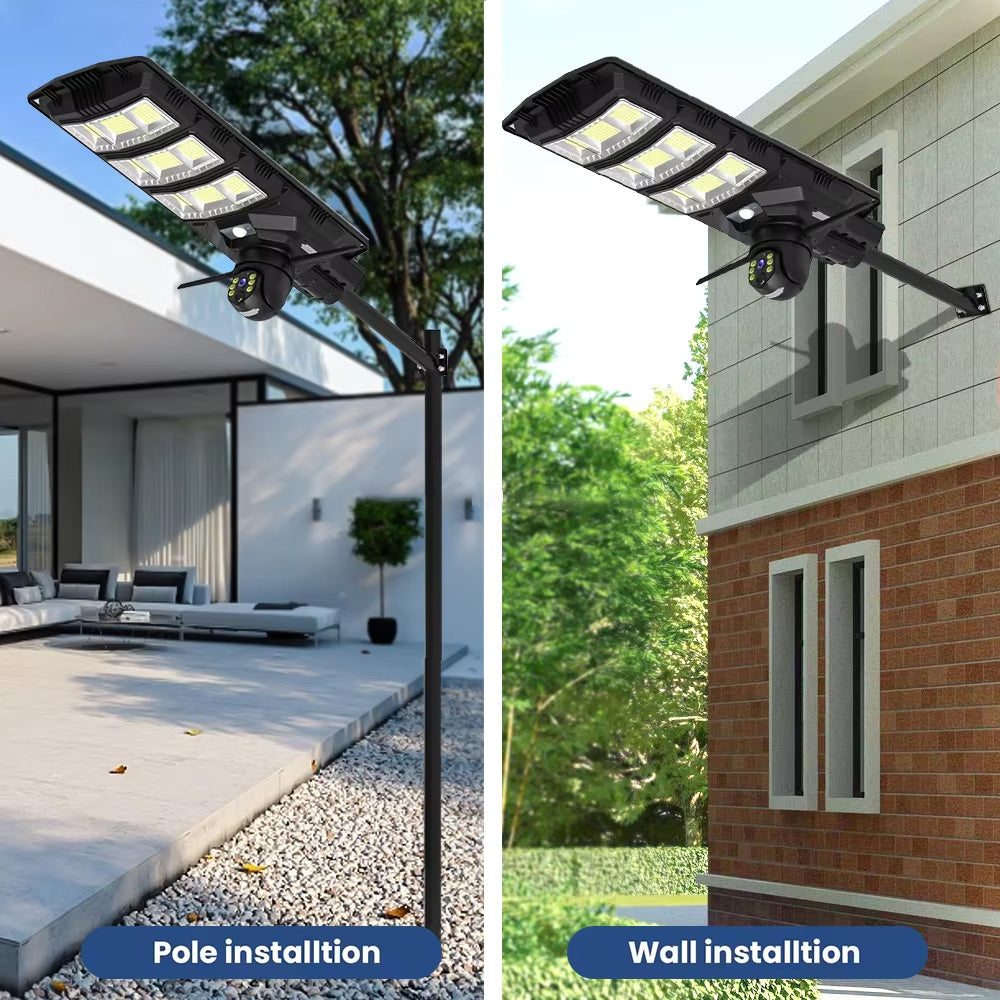 HD camera solar street light, with IP65 waterproof grade support voice chat garden lights