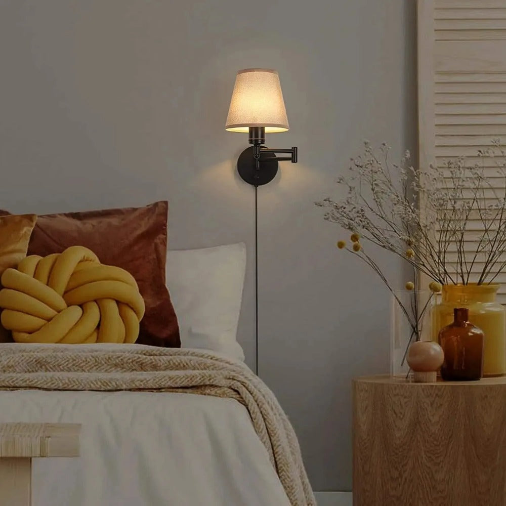 LED Indoor Folding Wall Lamp, Bedroom Bedside Plug Lights