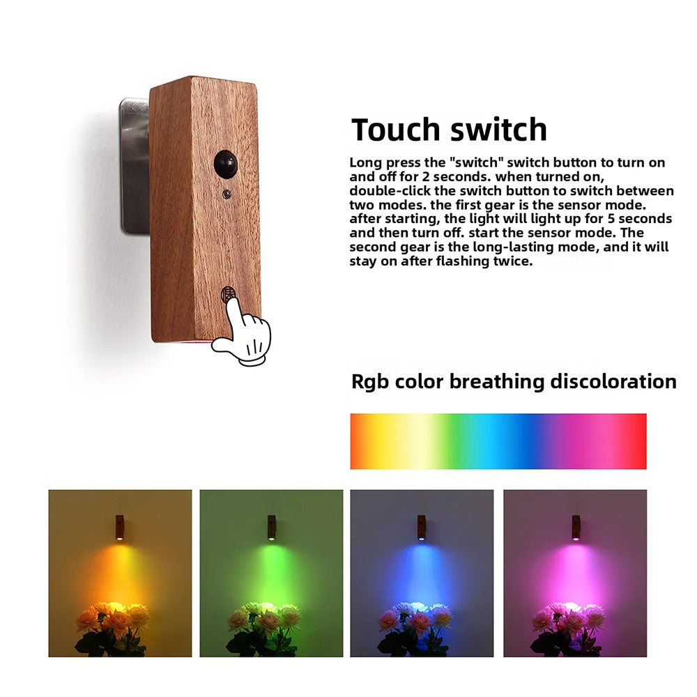 Intelligent Body Sensor Night Light, Magnetic Detachable Bedroom Staircase Wall Sconce
