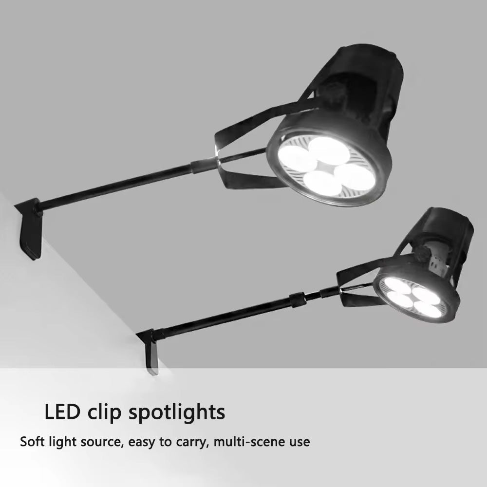 Long arm clip-on indoor exhibition light, LED dimmable self-telescoping pole booth light