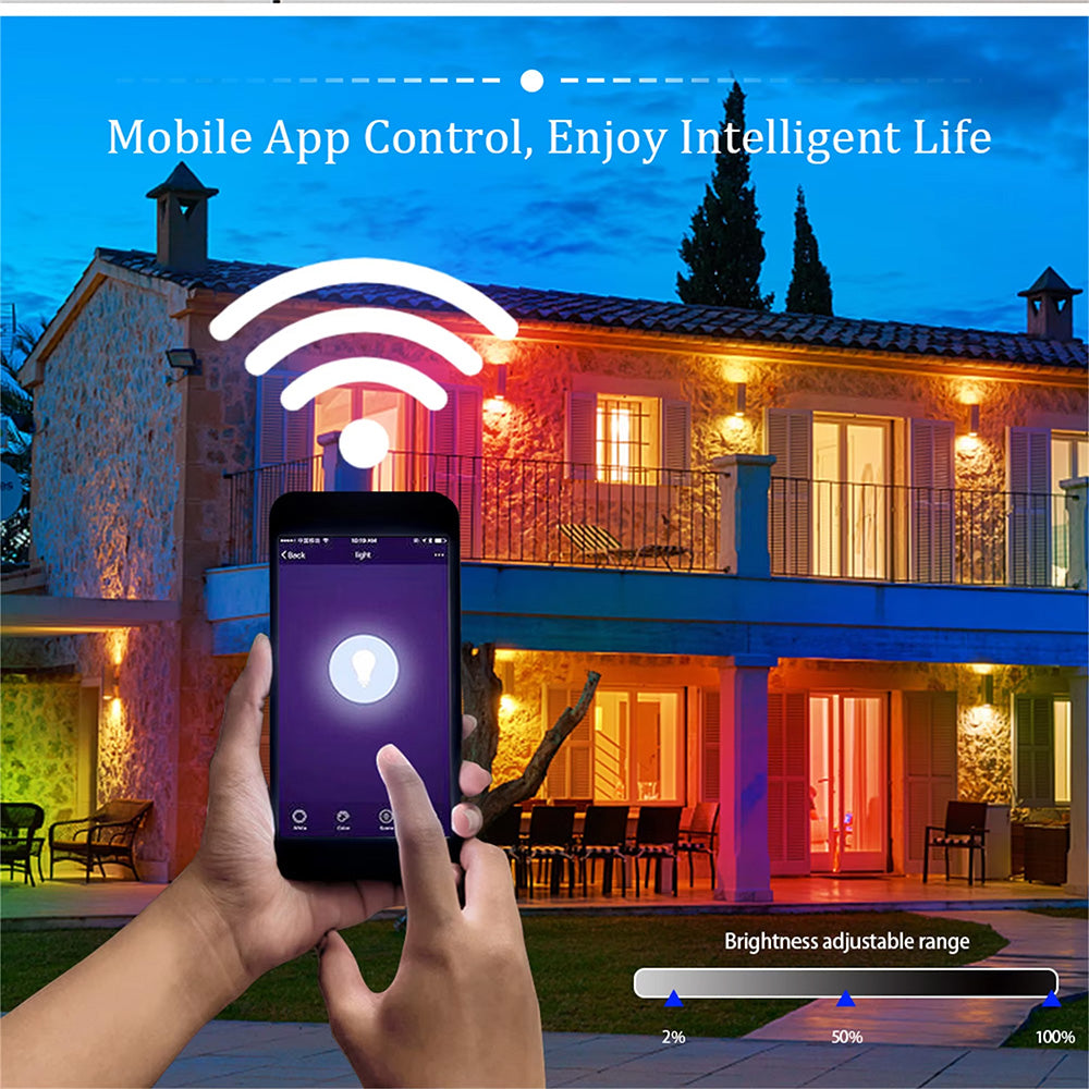 Smart voice control flood light, IP66 waterproof 100W WiFi outdoor LED spotlight
