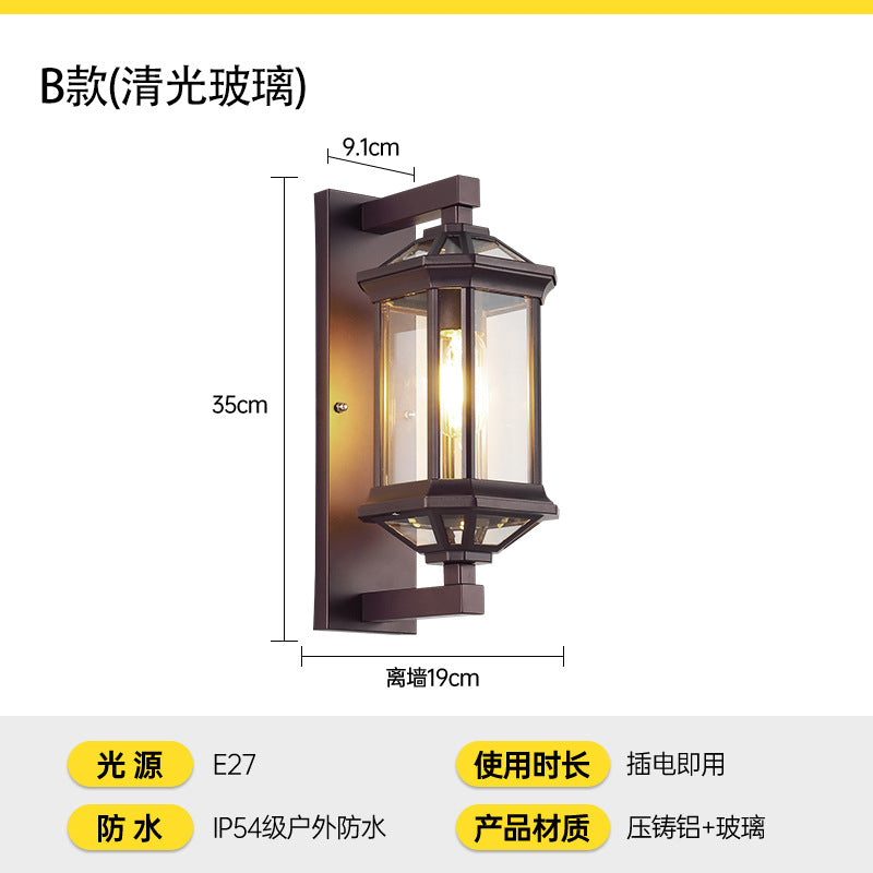 Die-cast aluminum waterproof outdoor wall lamp suitable for outdoor balconies villas courtyards and gates