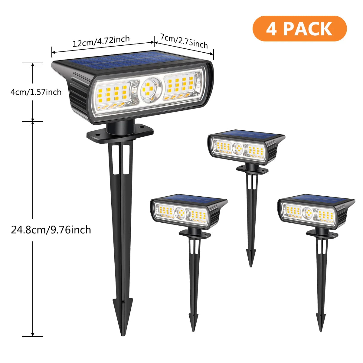 IP65 Waterproof Solar Spotlight, Outdoor Dimmable Garden Ground Plug Light