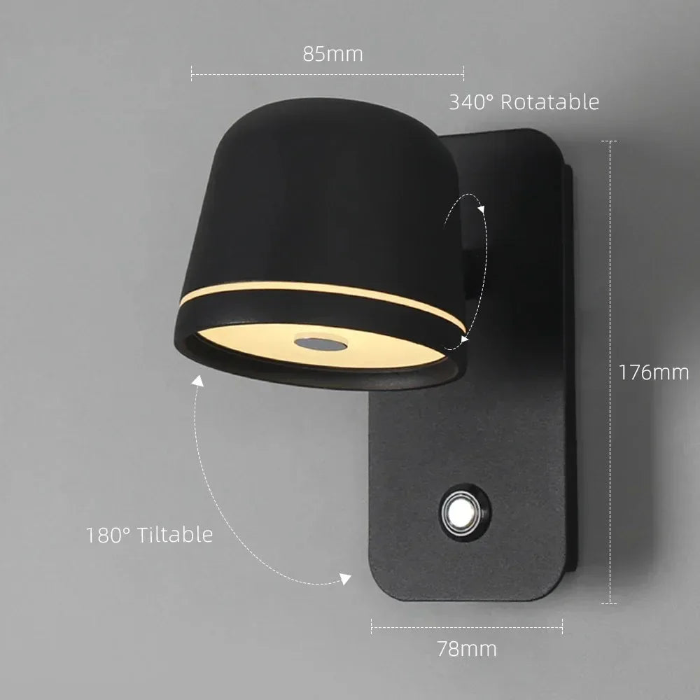 LED Adjustable Wall Sconce, Bedroom Bedside Rotating Lights