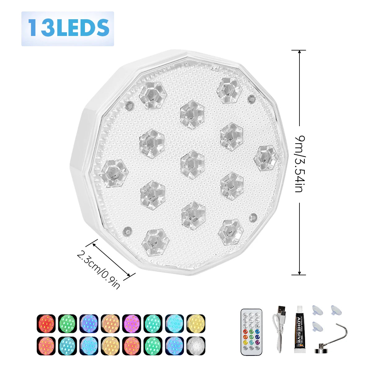 IP65 Waterproof Rechargeable Pool Light, LED Remote Control 16 Color Floating Light