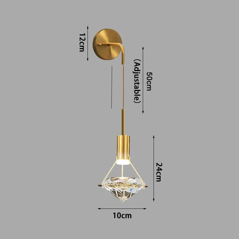 LED Diamond Crystal Wall Sconce, Living Room Backdrop Decorative Lights