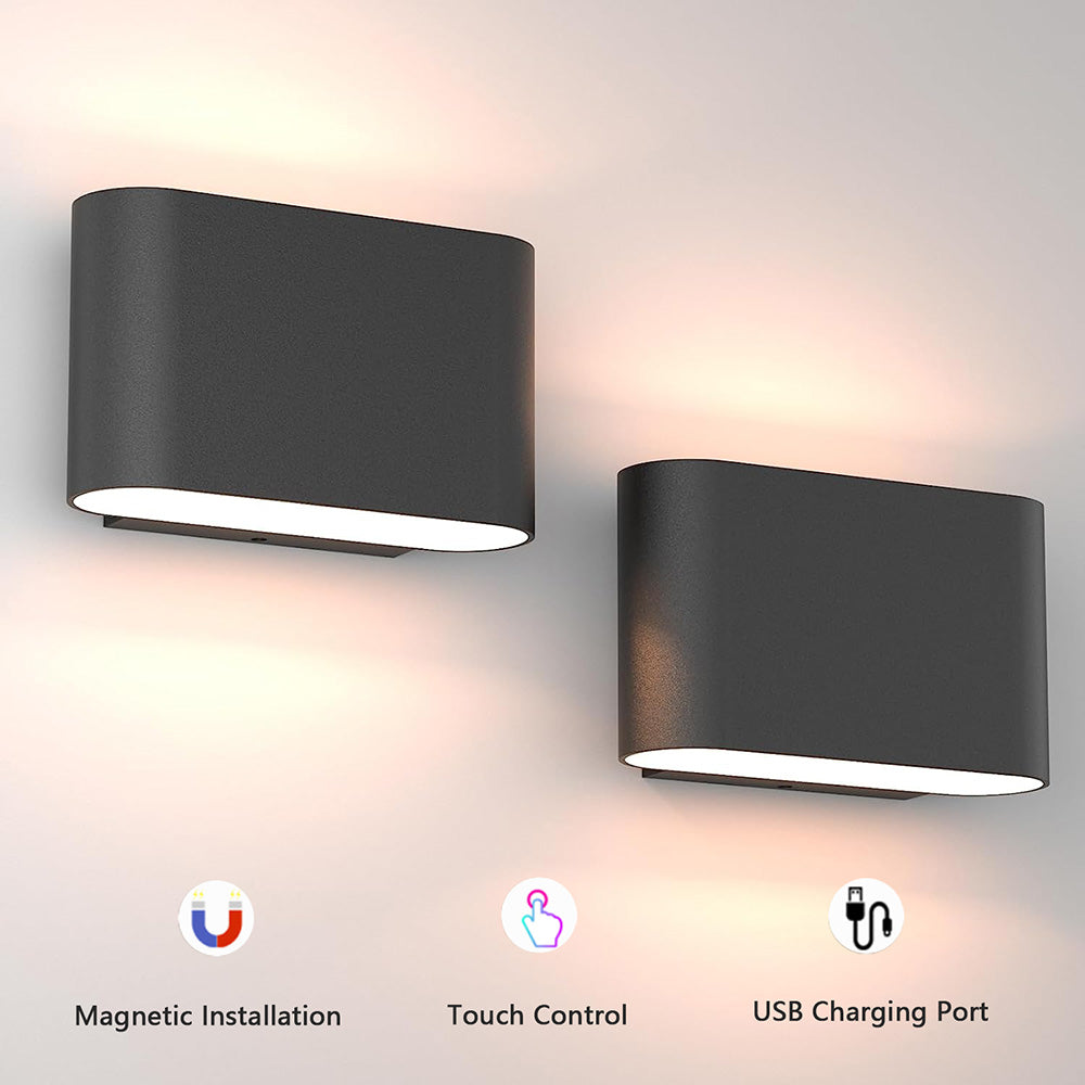LED Wall Lamp, Magnetic 360 Degree Rotating Up and Down Lighting, USB Charging.