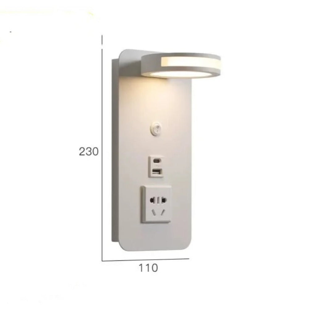 LED Multifunctional Hotel Wall Lamp, With USB Socket Bedside Reading Light