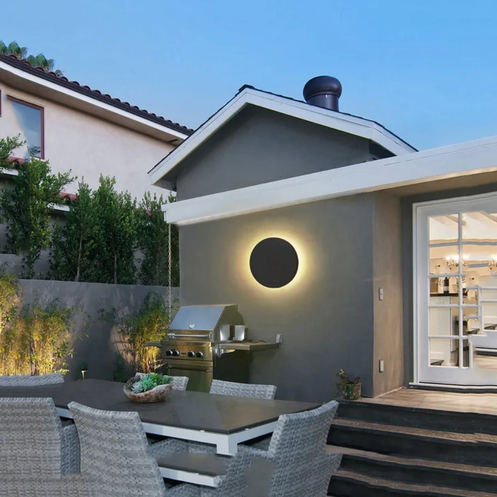 LED Outdoor Round Wall Light, IP65 Garden, Balcony Decorative Lighting
