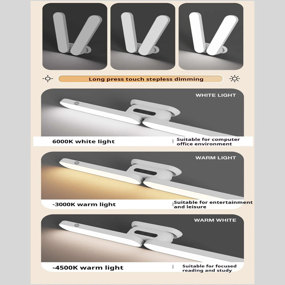 Rechargeable Magnetic Dormitory Reading Lamp, Folding Bedroom Bedside Lamps