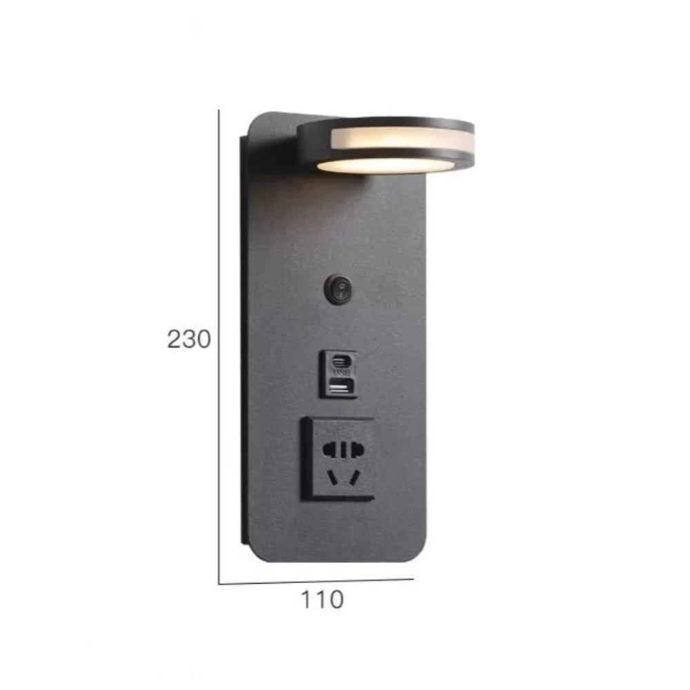 LED Multifunctional Hotel Wall Lamp, With USB Socket Bedside Reading Light