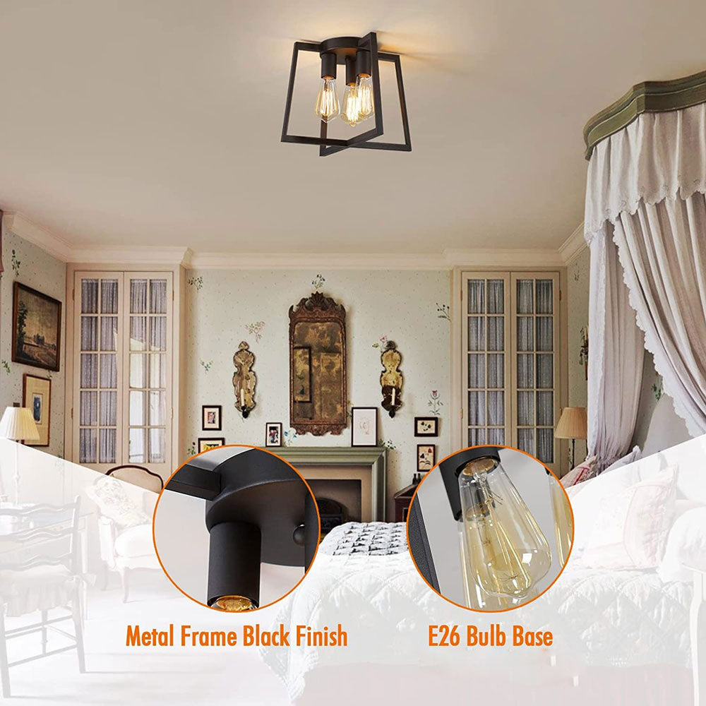 American industrial style wrought iron bedroom living room dining room entrance hallway corridor three-head ceiling lamp