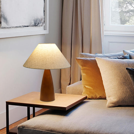 LED Solid Wood Bedroom Table Lamp, Advanced Retro Style Living Room Decorative Lamp