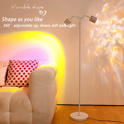 Double Head Heart-shaped Floor Lamp, Live Special Water Ripple Background Ambient Light