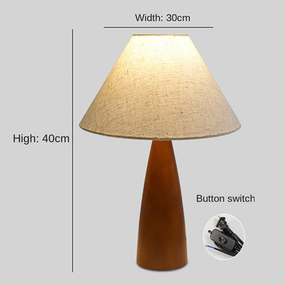 LED Solid Wood Bedroom Table Lamp, Advanced Retro Style Living Room Decorative Lamp