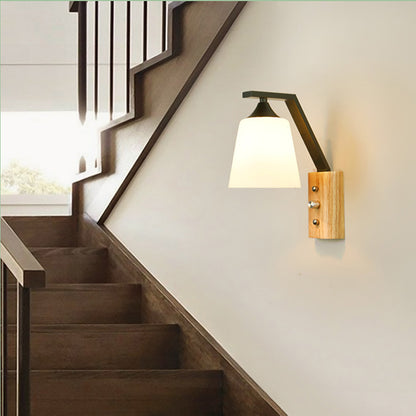 Log Style LED Wall Sconce, Minimalist Bedroom Bedside Lamps