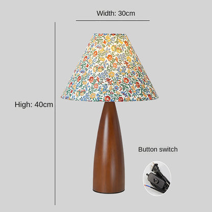 LED Solid Wood Bedroom Table Lamp, Advanced Retro Style Living Room Decorative Lamp