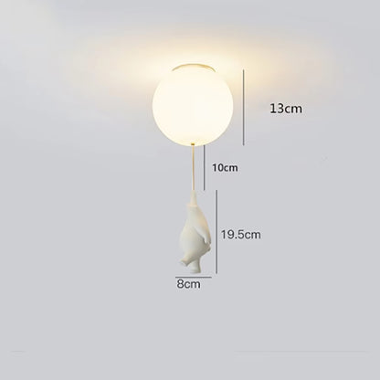 Children's room bear ceiling light, three colors intelligent dimming bedroom living room chandelier