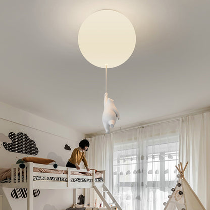 Children's room bear ceiling light, three colors intelligent dimming bedroom living room chandelier