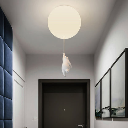 Children's room bear ceiling light, three colors intelligent dimming bedroom living room chandelier